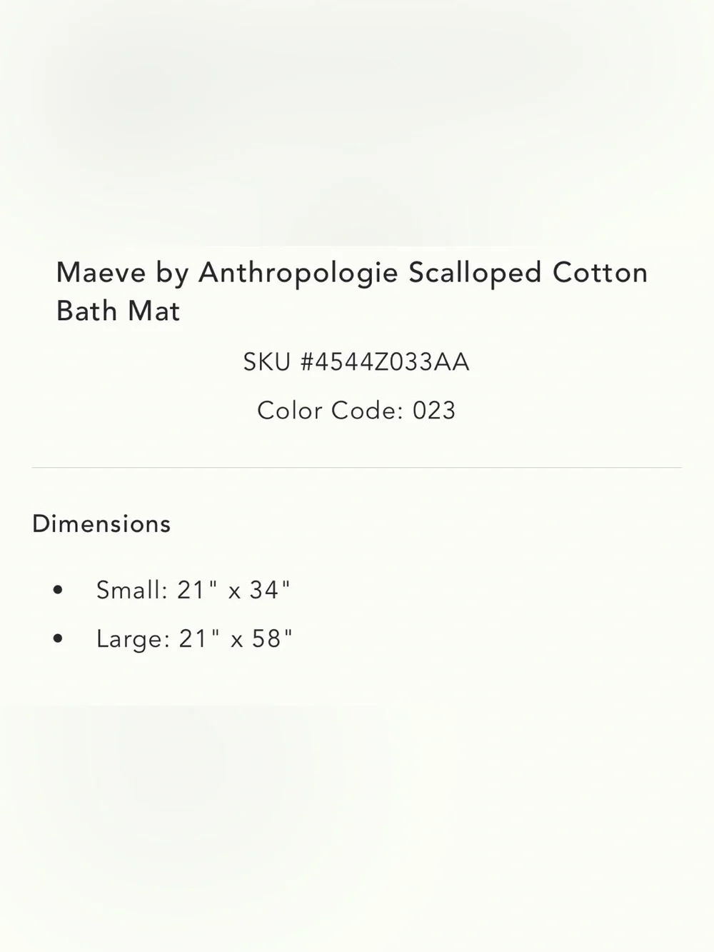 Anthropologie Scalloped Cotton Bath Mat Runner NWT